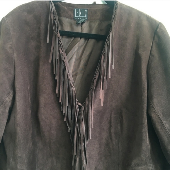 INC International Concepts Western Brown Suede boho festival Fringe Jacket 3X - Picture 2 of 8